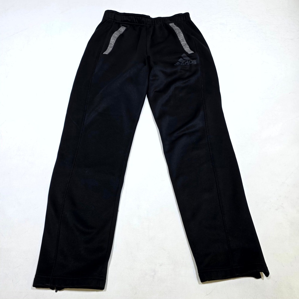 Adidas Track Pants Men M Black Climawarm Fleece Lined Ankle Zip Athletic Joggers